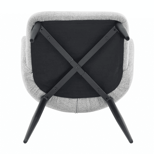 Conjunto de 2 cadeiras de jantar de 83 cm - Encosto envolvente, pés metálicos cruzados - Preto, Cinza Claro