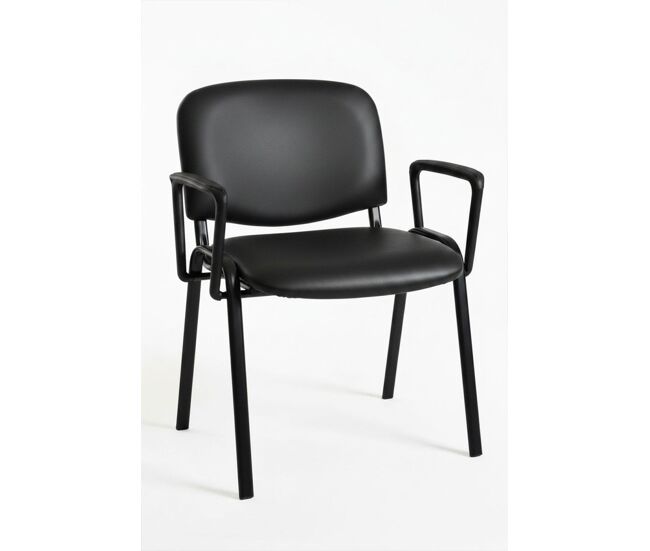 Pack 4 sillas ofis polipiel con brazos - negro