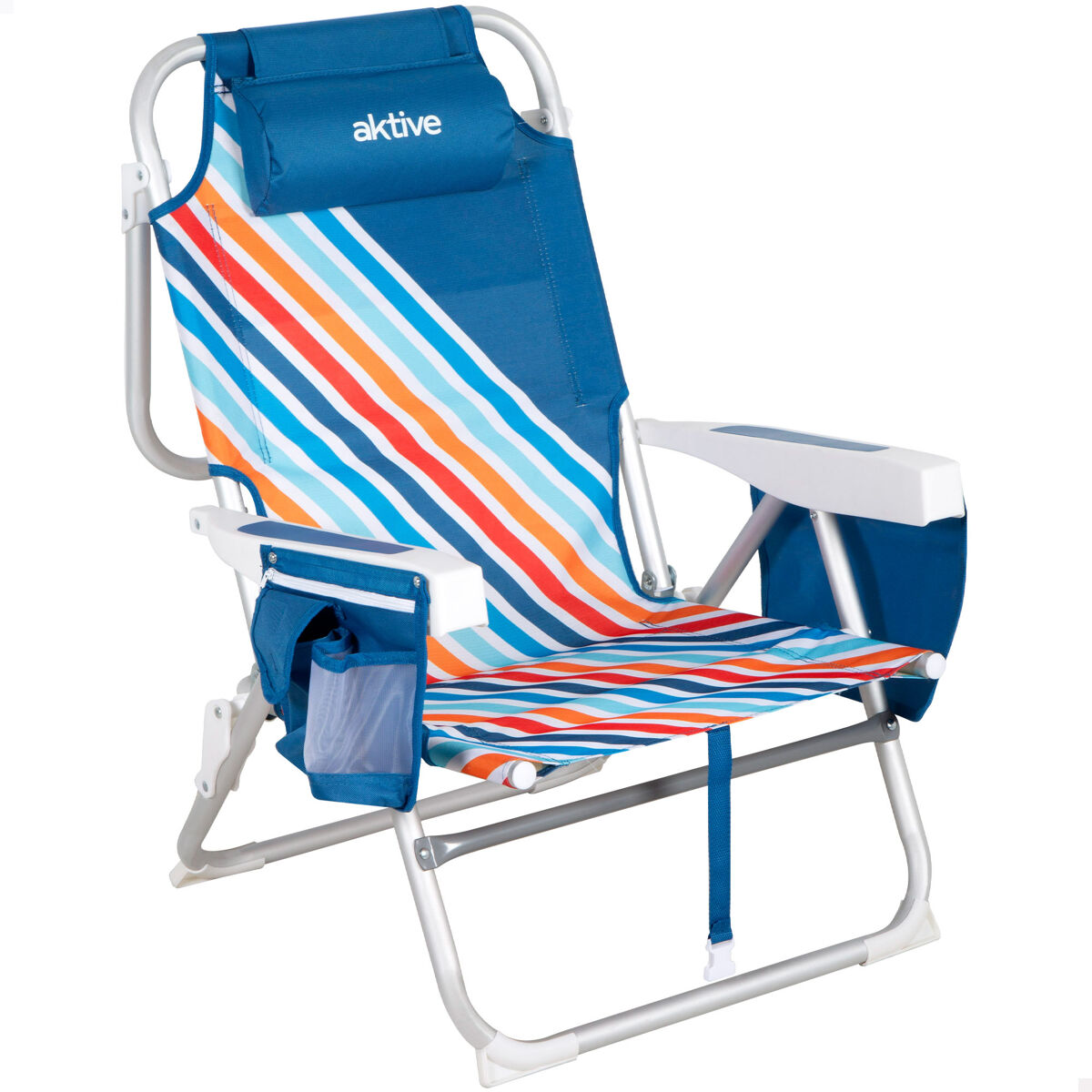 Aktive silla de playa con bolsillos y asas transporte 50x55x80 cm