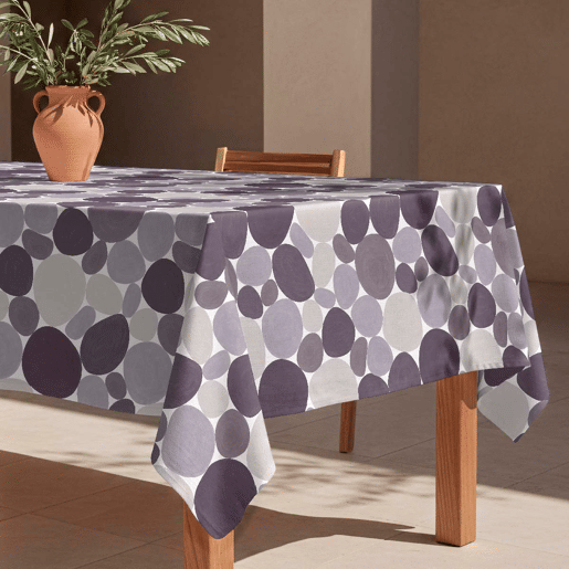 Toalha de mesa impermeável Stones - 100% algodão - 140x200 cm