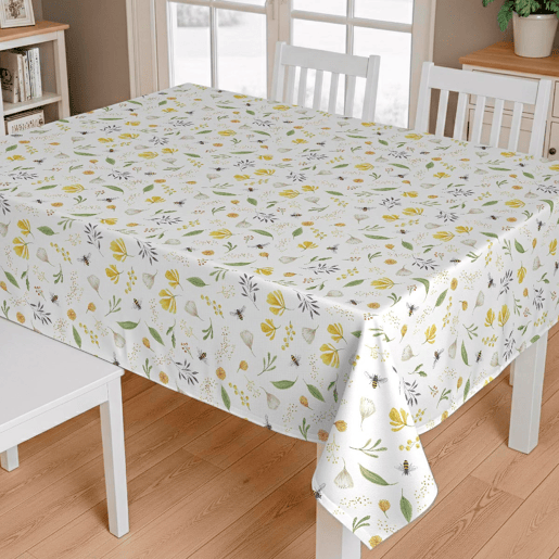 Toalha de mesa impermeável Honeybee - 100% algodão - 150x250 cm