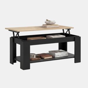 Mesa de centro com arrumação 102x43-54 cm Lya Negro Mate - Roble Canadian 50 x 54 x 50 cm