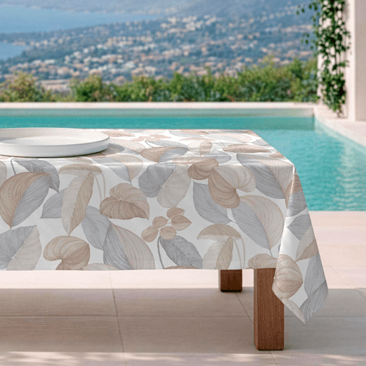 Toalha de mesa 100% algodão Leaves - natural 150x200 cm