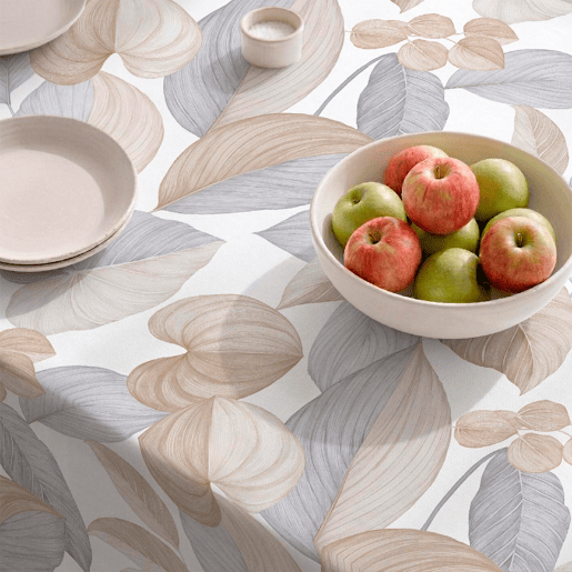 Toalha de mesa 100% algodão Leaves - natural 150x200 cm