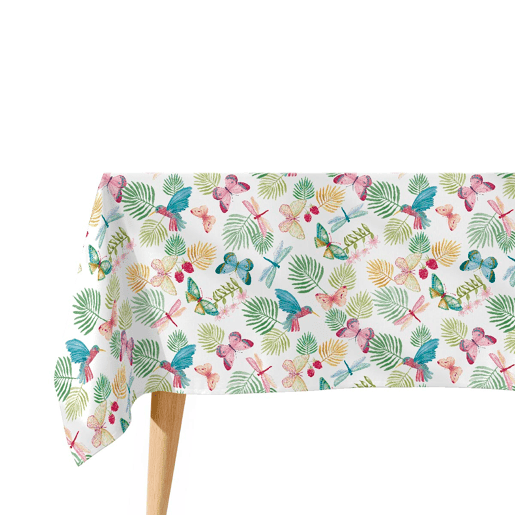 Toalha de mesa impermeável Butterfly - 100% algodão - 140x140 cm