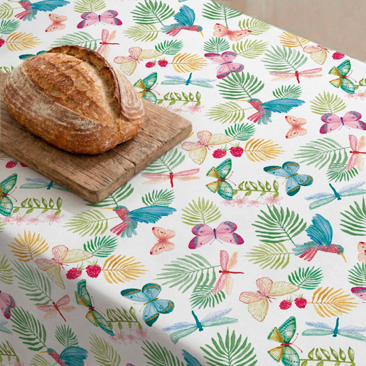 Toalha de mesa impermeável Butterfly - 100% algodão - 140x140 cm