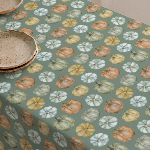 Toalha de mesa impermeável Pumpkin verde - 100% algodão - 100x150 cm