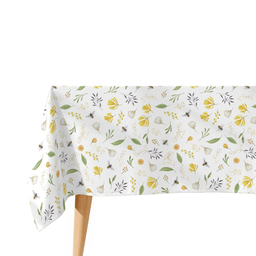 Toalha de mesa impermeável Honeybee - 100% algodão - 150x200 cm