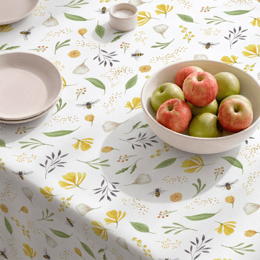 Toalha de mesa impermeável Honeybee - 100% algodão - 150x200 cm