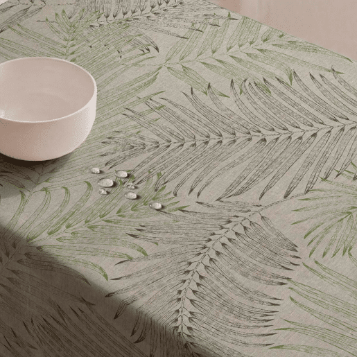 Toalha de mesa impermeável Fronda - 100% algodão - 140x200 cm