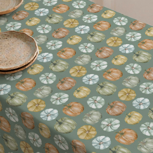 Toalha de mesa impermeável Pumpkin verde - 100% algodão - 150x200 cm