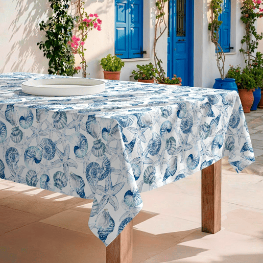 Toalha de mesa impermeável Shell - 100% algodão - 150x150 cm Toalha de mesa impermeável Shell - 100% algodão - 150x150 cm