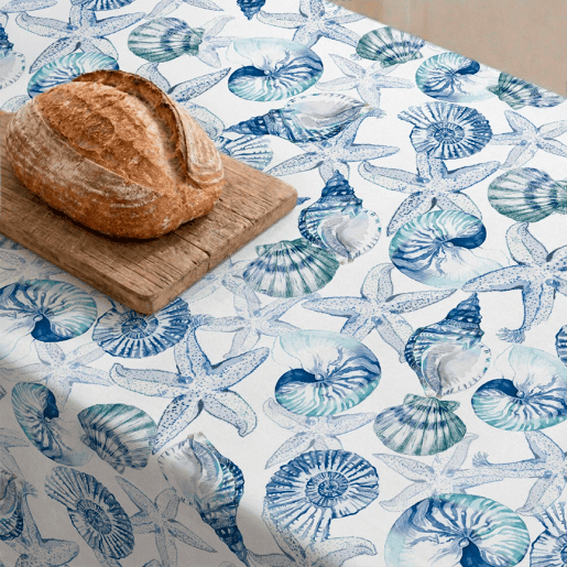 Toalha de mesa impermeável Shell - 100% algodão - 150x150 cm Toalha de mesa impermeável Shell - 100% algodão - 150x150 cm