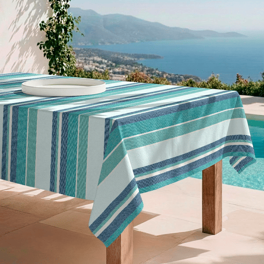 Toalha de mesa impermeável Sea - 100% algodão - 140x140 cm
