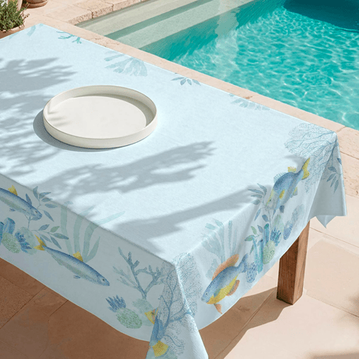 Toalha de mesa impermeável Peces - 100% algodão - 150x300 cm