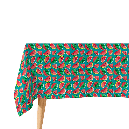 Toalha de mesa impermeável Water Melon - 100% algodão - 140x200 cm
