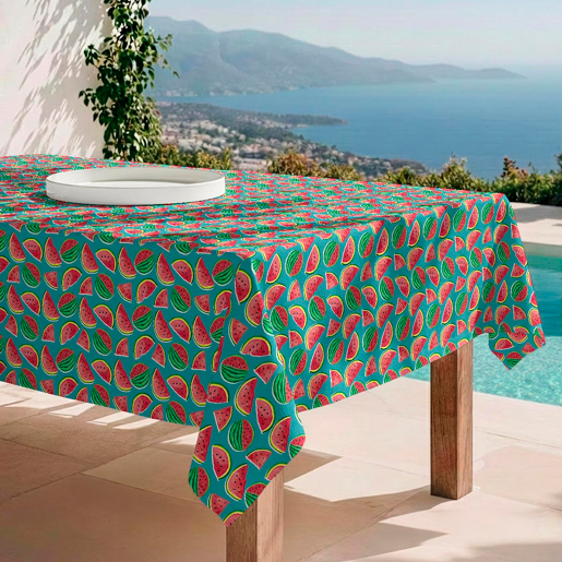 Toalha de mesa impermeável Water Melon - 100% algodão - 140x200 cm