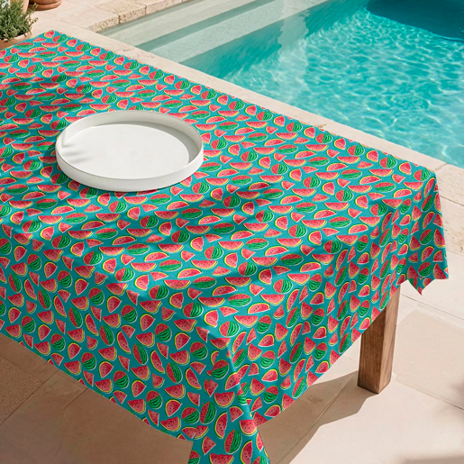 Toalha de mesa impermeável Water Melon - 100% algodão - 140x200 cm