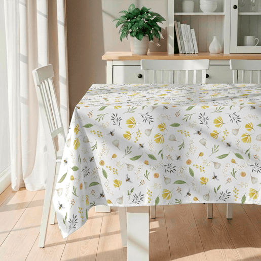 Toalha de mesa impermeável Honeybee - 100% algodão - 100x150 cm