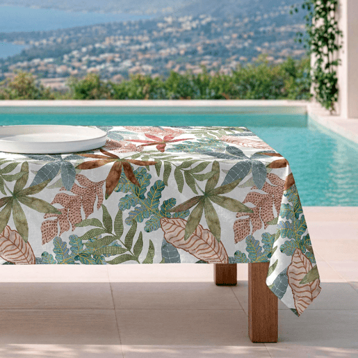 Toalha de mesa impermeável Foliage - 100% algodão - 150x250 cm
