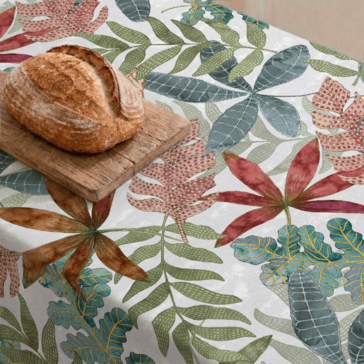 Toalha de mesa impermeável Foliage - 100% algodão - 150x250 cm