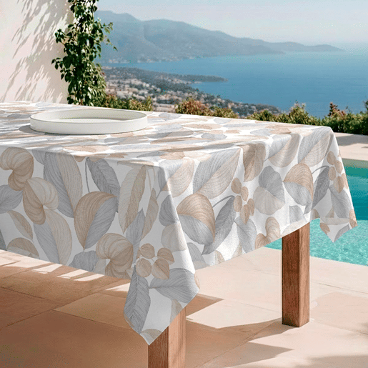 Toalha de mesa 100% algodão Leaves - natural 150x250 cm
