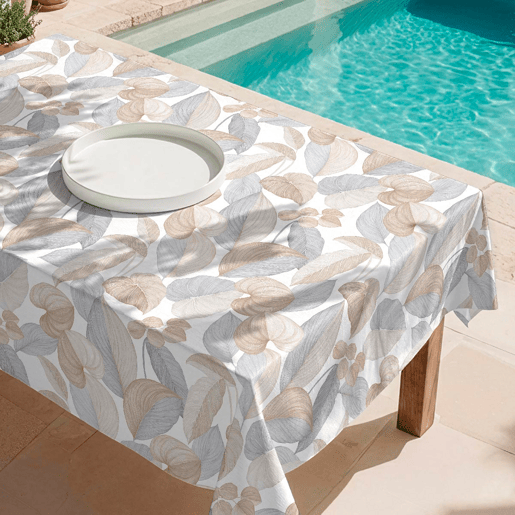 Toalha de mesa 100% algodão Leaves - natural 150x250 cm