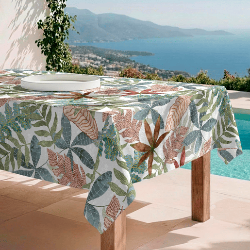Toalha de mesa impermeável Foliage - 100% algodão - 150x200 cm