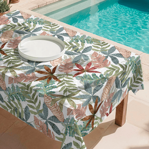 Toalha de mesa impermeável Foliage - 100% algodão - 150x200 cm