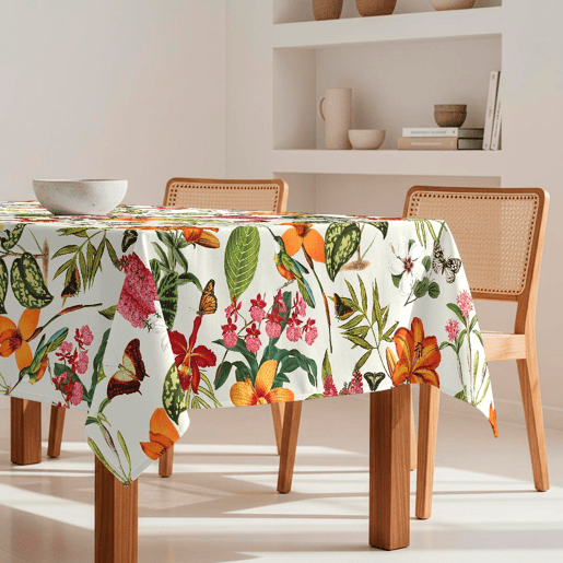 Toalha de mesa impermeável Paraiso - 100% algodão - 150x200 cm