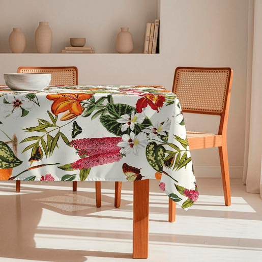 Toalha de mesa impermeável Paraiso - 100% algodão - 150x200 cm