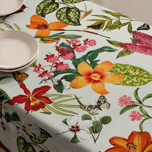 Toalha de mesa impermeável Paraiso - 100% algodão - 150x200 cm