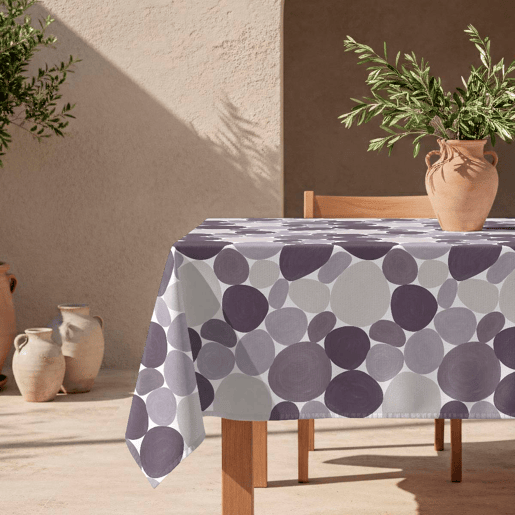 Toalha de mesa impermeável Stones - 100% algodão - 140x140 cm