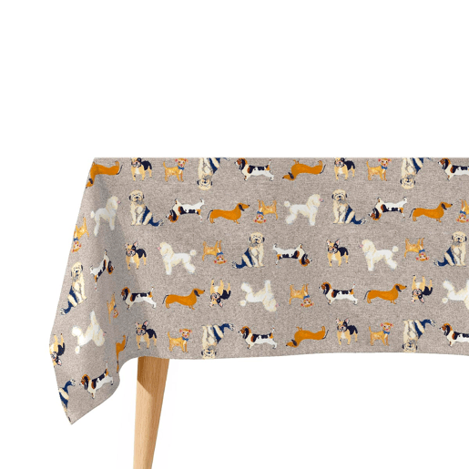 Toalha de mesa impermeável Dogs - 100% algodão - 150x200 cm