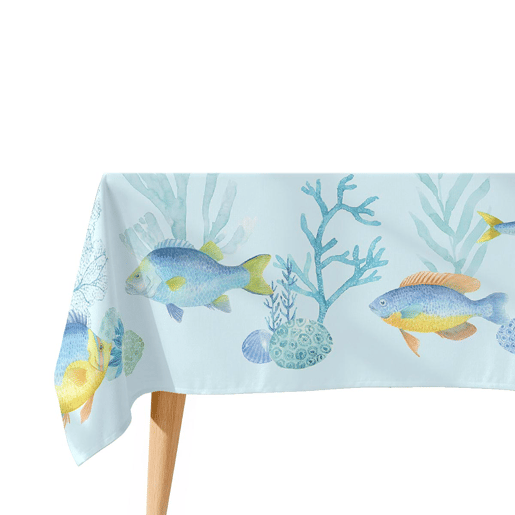 Toalha de mesa impermeável Peces - 100% algodão - 100x150 cm