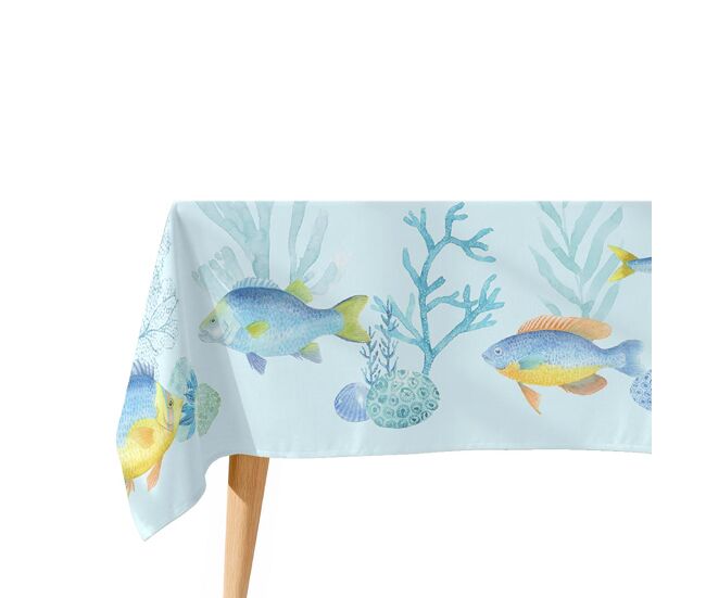 Mantel antimanchas peces - 100% algodón - 100x150 cm