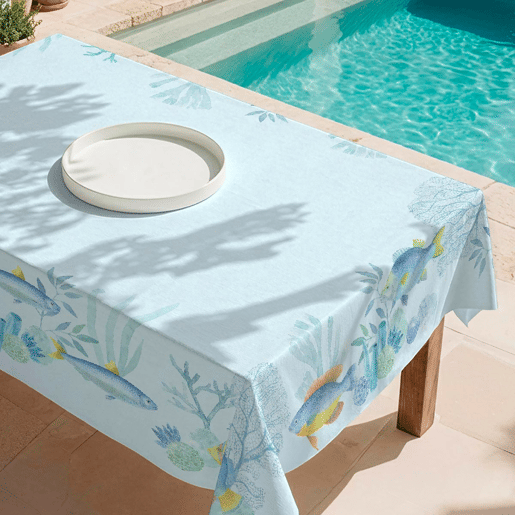 Toalha de mesa impermeável Peces - 100% algodão - 100x150 cm