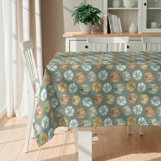 Toalha de mesa impermeável Pumpkin verde - 100% algodão - 150x150 cm