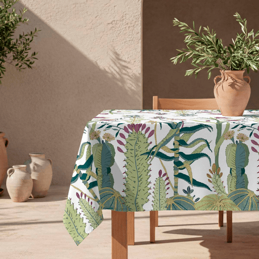 Toalha de mesa impermeável Jungle - 100% algodão - 150x150 cm
