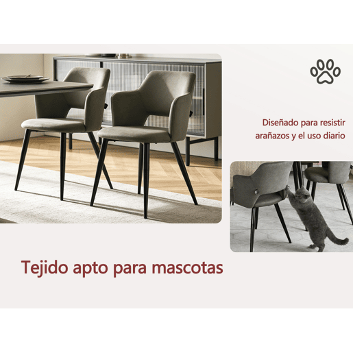 MEUBLES COSY Conjunto Jantar Mesa Extensível 120-160 cm e Conjunto de 6 Cadeiras com Apoios de Braços, Tecido Pet-Friendly, Preto e Verde Claro