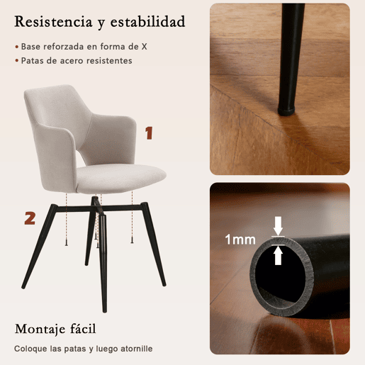 MEUBLES COSY Conjunto Jantar Mesa Extensível 120-160 cm e Conjunto de 6 Cadeiras com Apoios de Braços, Tecido Pet-Friendly, Preto e Bege Claro