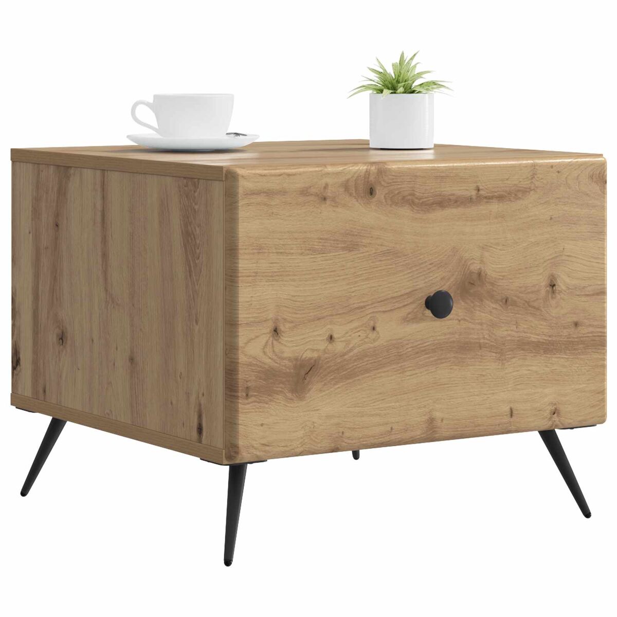 mesa de cafe - mesa de centro - mesa baja con cajon roble artesanal 49 x 50 x 40 cm