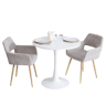 Conjunto de Mesa e 2 Cadeiras de Jantar Jogo de Mesa Redonda de MDF de 80cm e 2 Cadeiras Estofadas de Estilo Nórdico Moderno para Sala Cozinha Varanda Poupança de Espaço Sortido