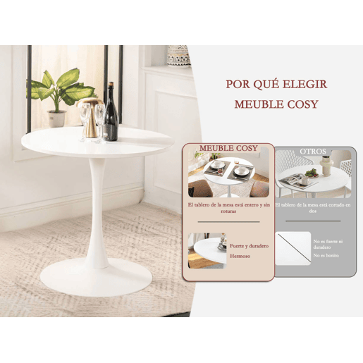 Conjunto de Mesa e 2 Cadeiras de Jantar Jogo de Mesa Redonda de MDF de 80cm e 2 Cadeiras Estofadas de Estilo Nórdico Moderno para Sala Cozinha Varanda Poupança de Espaço Sortido