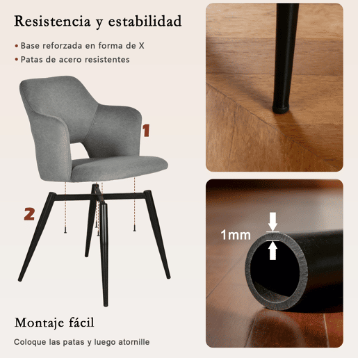 MEUBLES COSY Conjunto Jantar Mesa Extensível 120-160 cm e Conjunto de 6 Cadeiras com Apoios de Braços, Tecido Pet-Friendly, Preto e Cinzento Claro