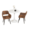 Conjunto de Mesa e 2 Cadeiras de Jantar Jogo de Mesa Redonda de MDF de 80cm e 2 Cadeiras Estofadas de Estilo Nórdico Moderno para Sala Cozinha Varanda Poupança de Espaço Sortido