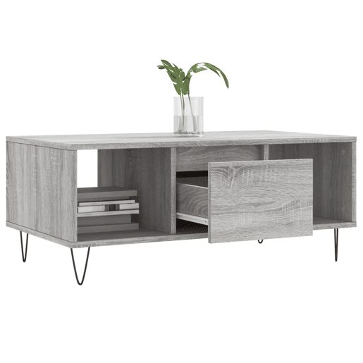 Mesa de Centro, Mesa baixa, 90x50x36,5 cm derivados madeira cinzento sonoma