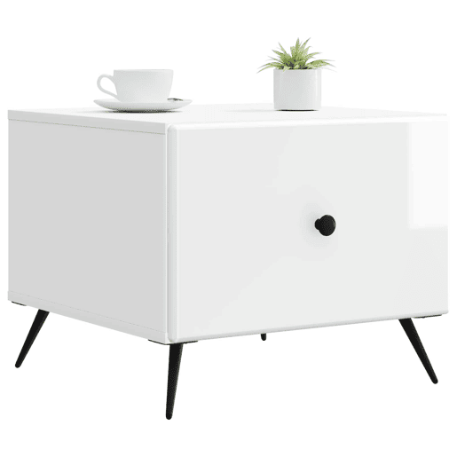 Mesa de Centro, Mesa baixa, com gaveta Branco Brilhante 49 x 50 x 40 cm