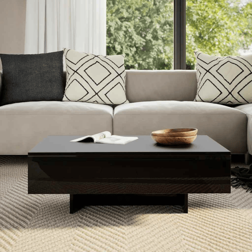 Mesa de Centro, Mesa baixa, em preto brilhante Mesa de Centro, Mesa baixa, em preto brilhante
