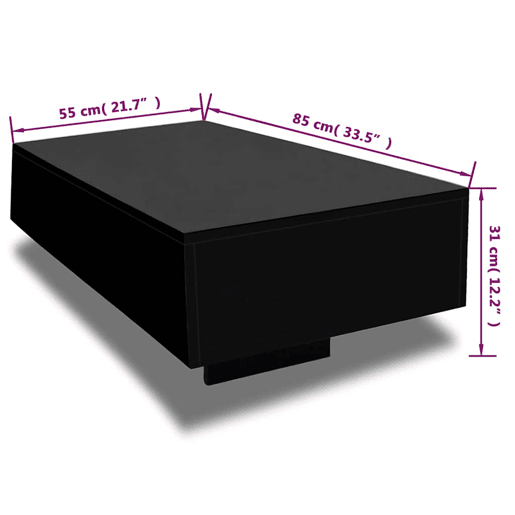 Mesa de Centro, Mesa baixa, em preto brilhante Mesa de Centro, Mesa baixa, em preto brilhante